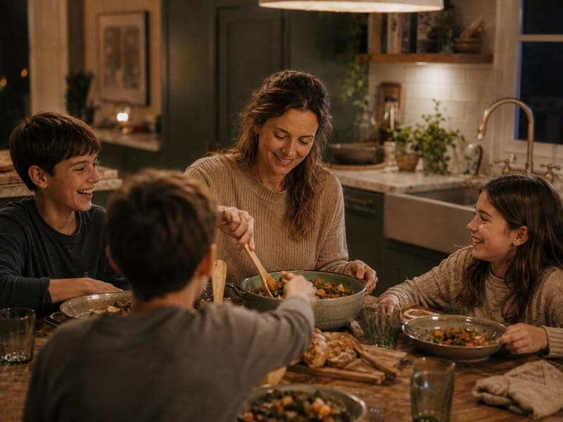 A dinner plated at the family table
